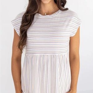 Grace & Lace Blue Boxy Flutter Sleeve Blouse